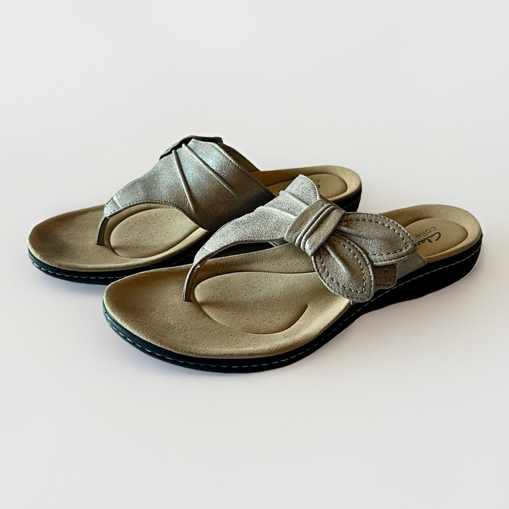 Clarks Collection Laurieann Rae Taupe Thong Sandals Women's Size 10M - Picture 3 of 7